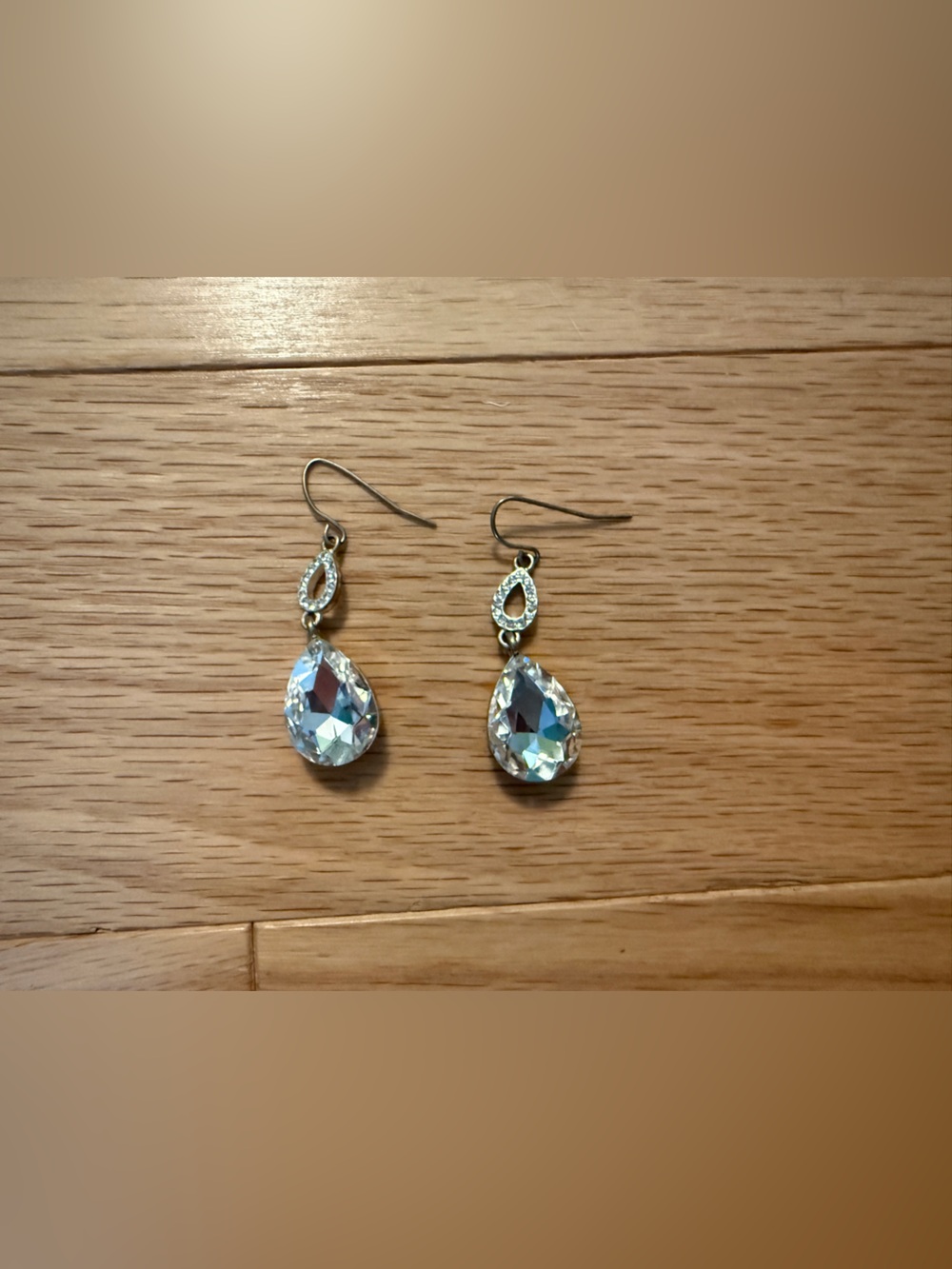 Crystal Teardrop Dangle Earrings - Clear